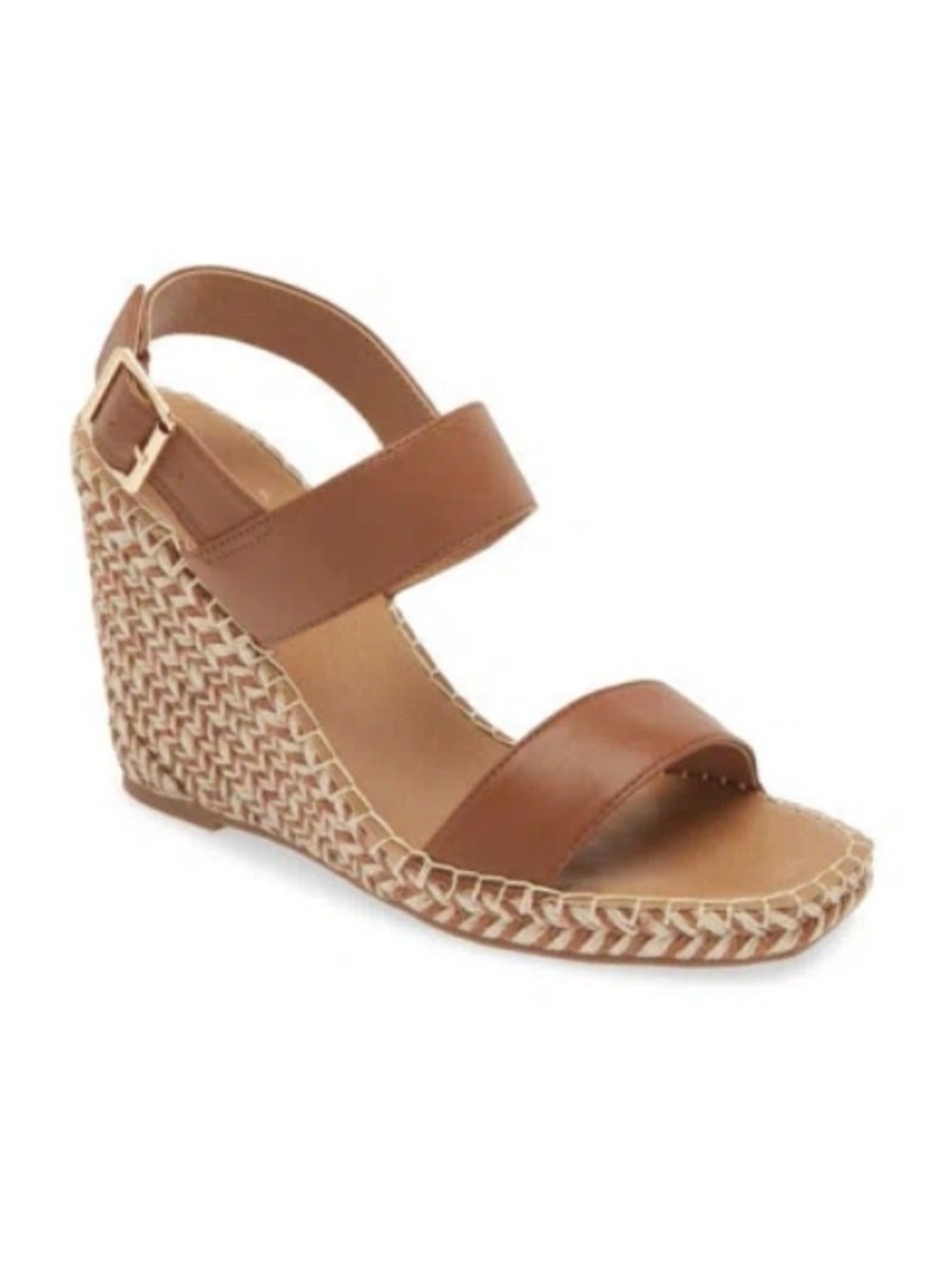 Steve Madden Women Tan Leather Espadrille Wedge Sandals Ankle Strap Size 11M